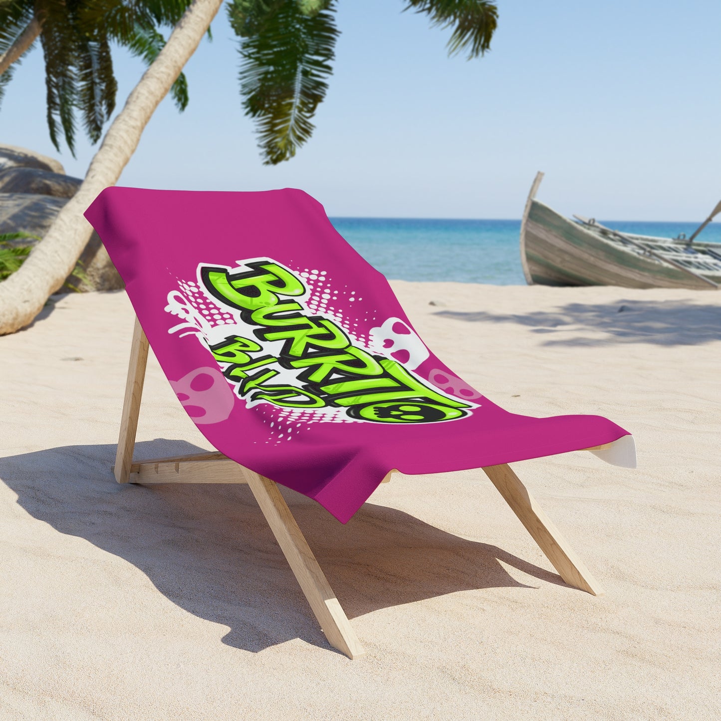 Burrito Blvd Sculls Beach Towel in Pink
