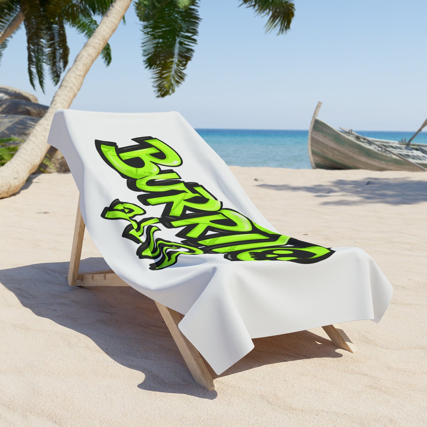 Burrito Blvd Sculls Beach Towel in White