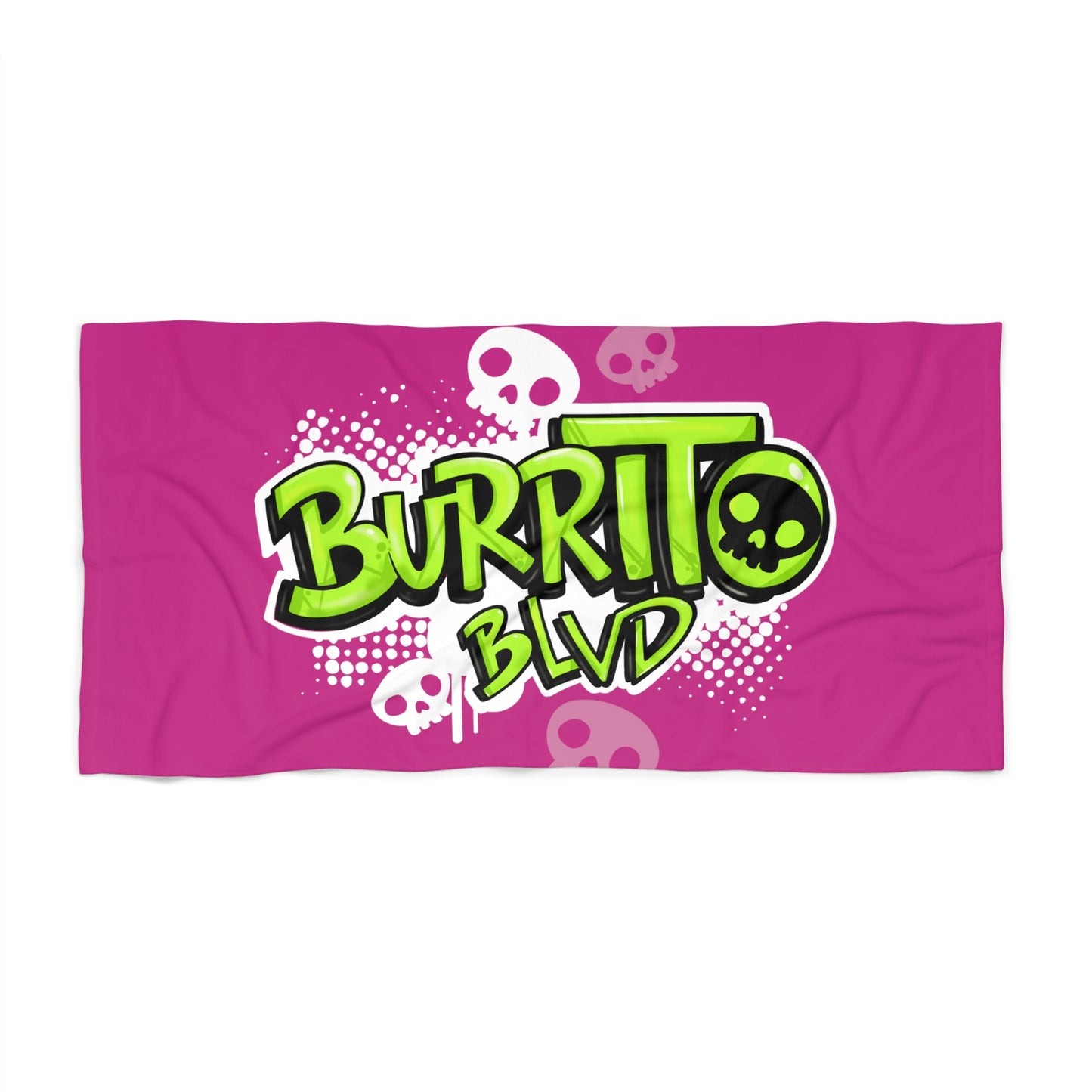 Burrito Blvd Sculls Beach Towel in Pink