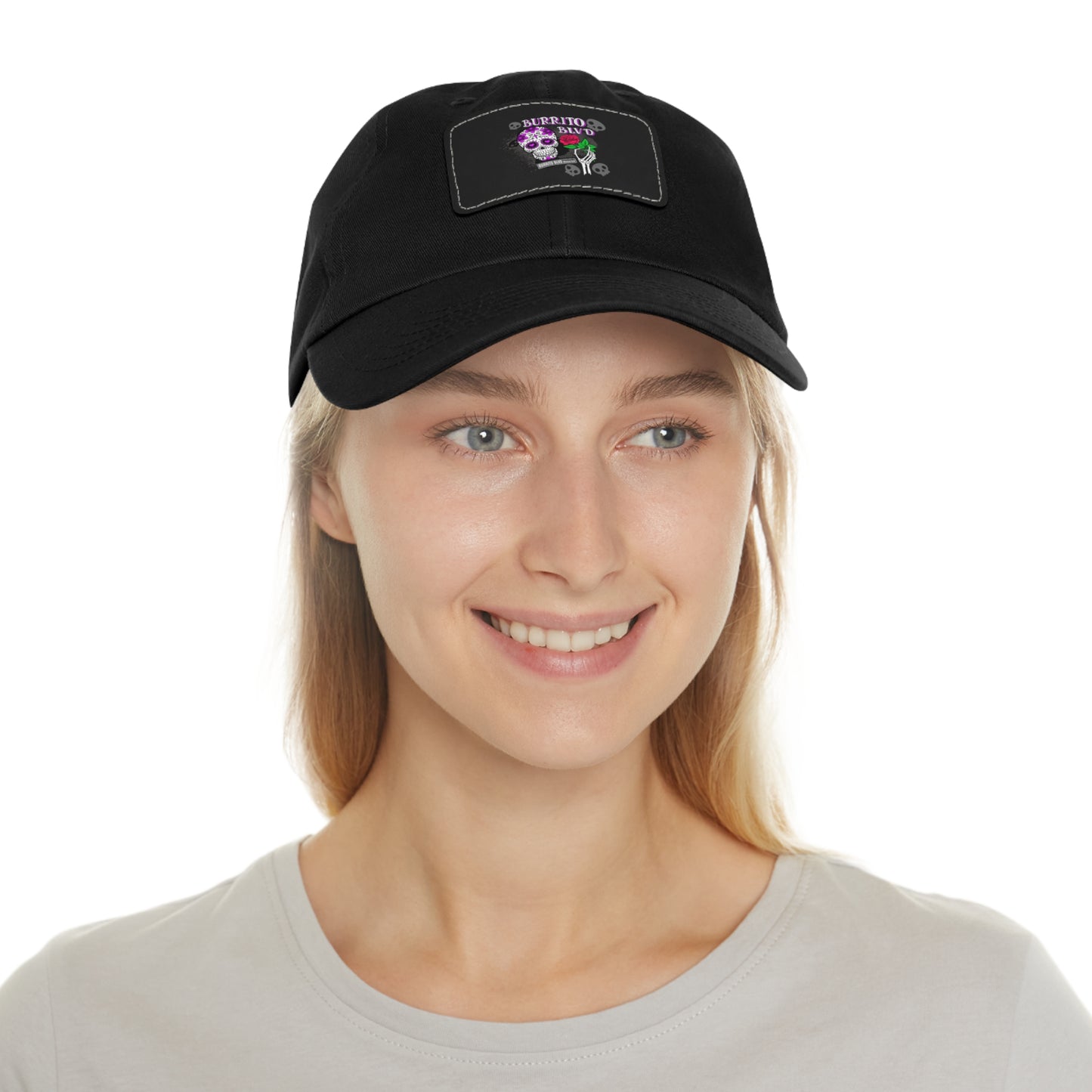 Burrito BLVD Scull Hat with Leather Patch (Rectangle)