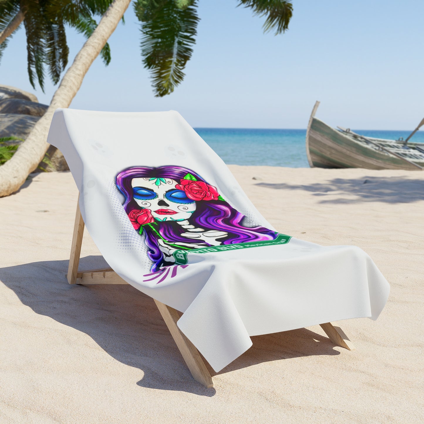 Burrito Blvd Girl Beach Towel in White