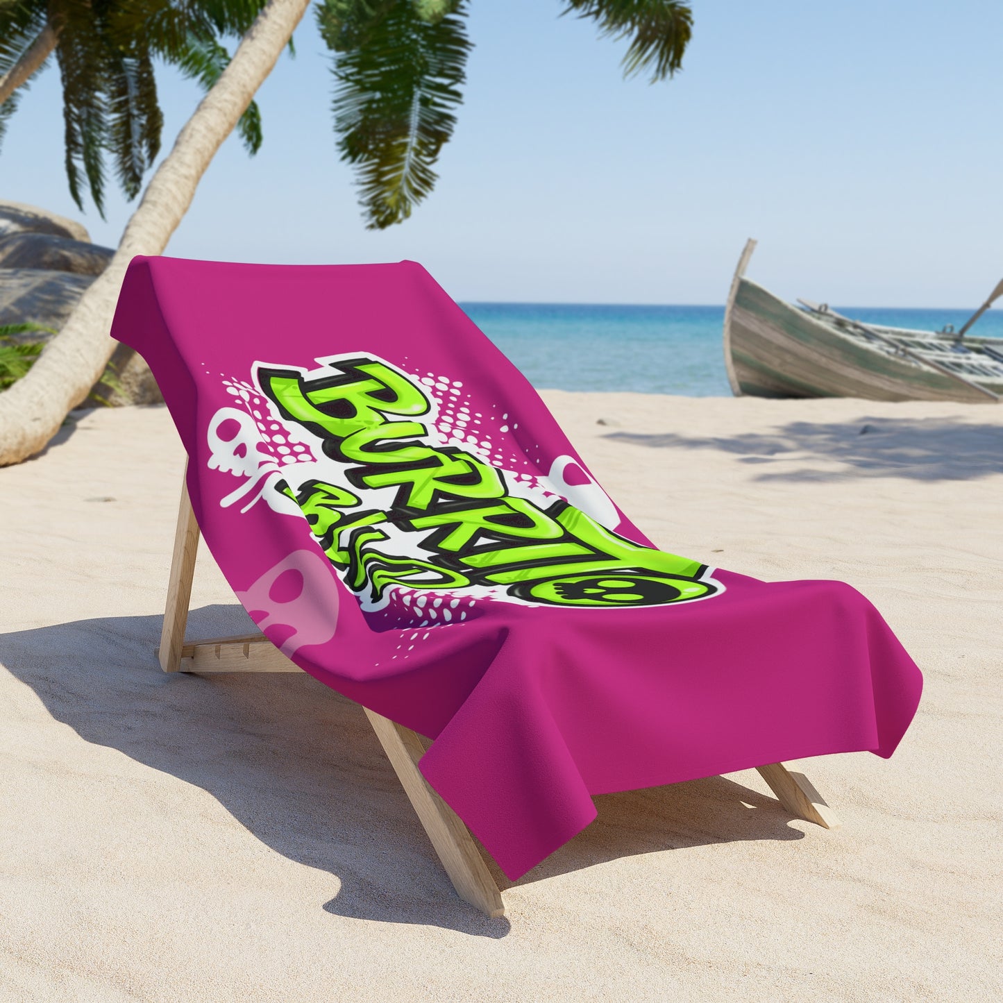 Burrito Blvd Sculls Beach Towel in Pink