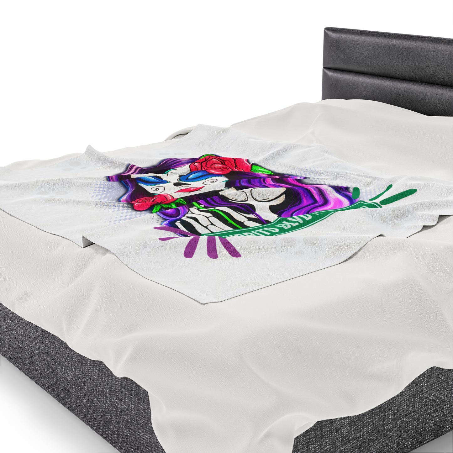 Burrito Blvd Rose Plush Blanket in White