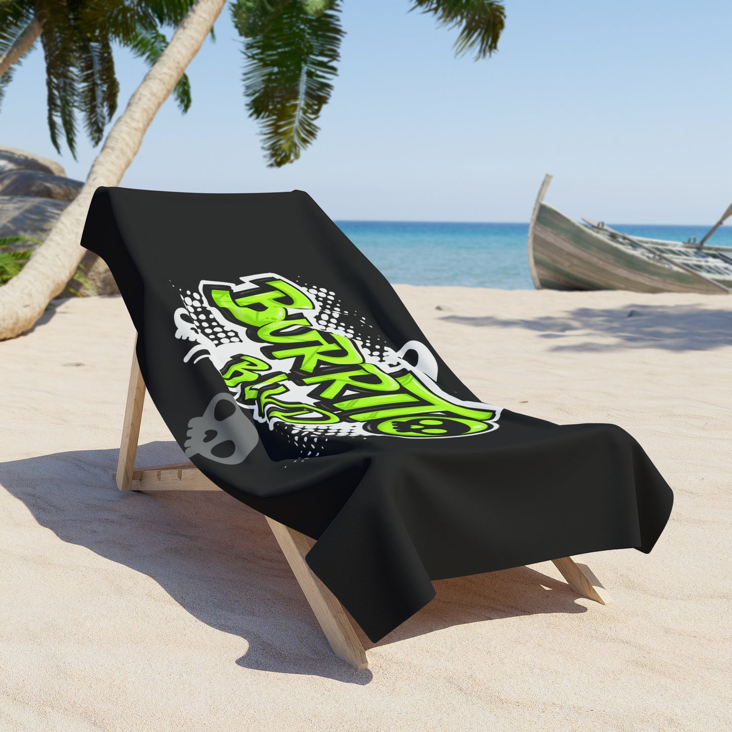 Burrito Blvd Sculls Beach Towel in Black