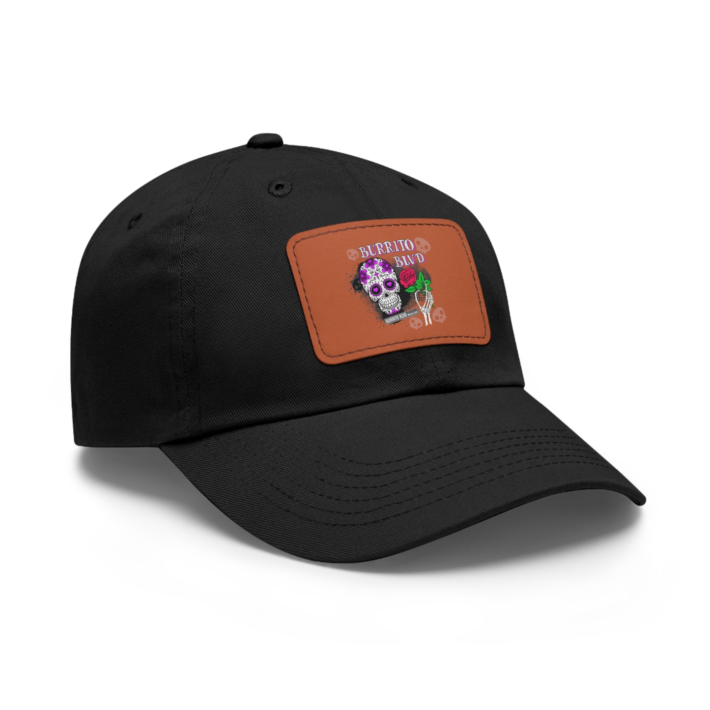 Burrito BLVD Scull Hat with Leather Patch (Rectangle)