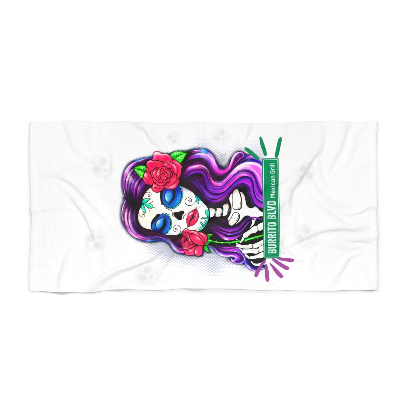 Burrito Blvd Girl Beach Towel in White