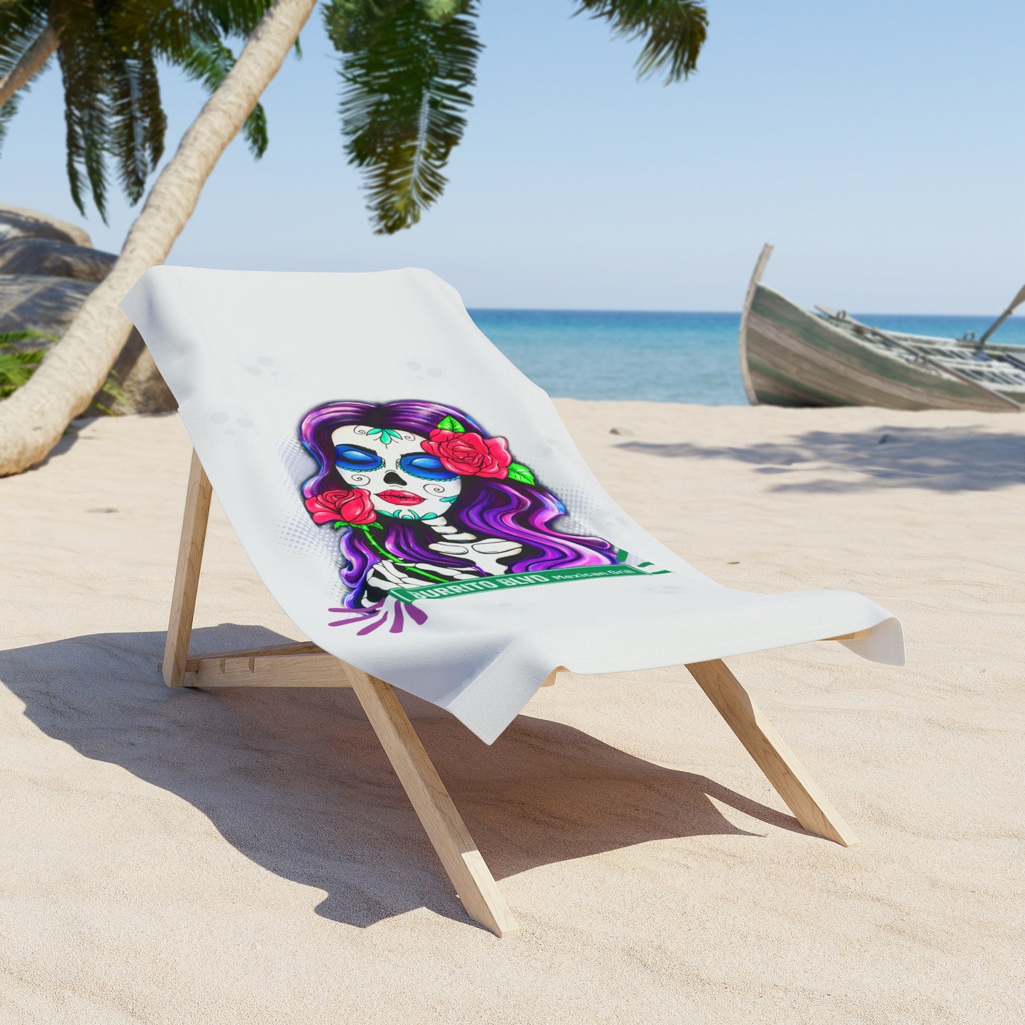 Burrito Blvd Girl Beach Towel in White