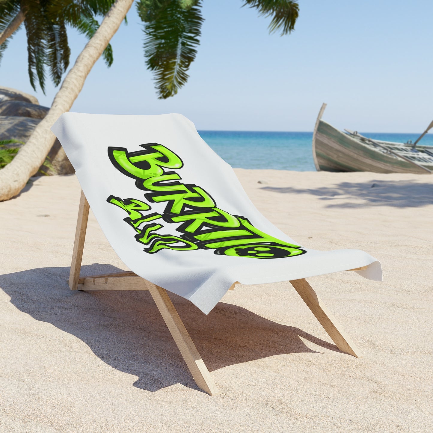Burrito Blvd Sculls Beach Towel in White