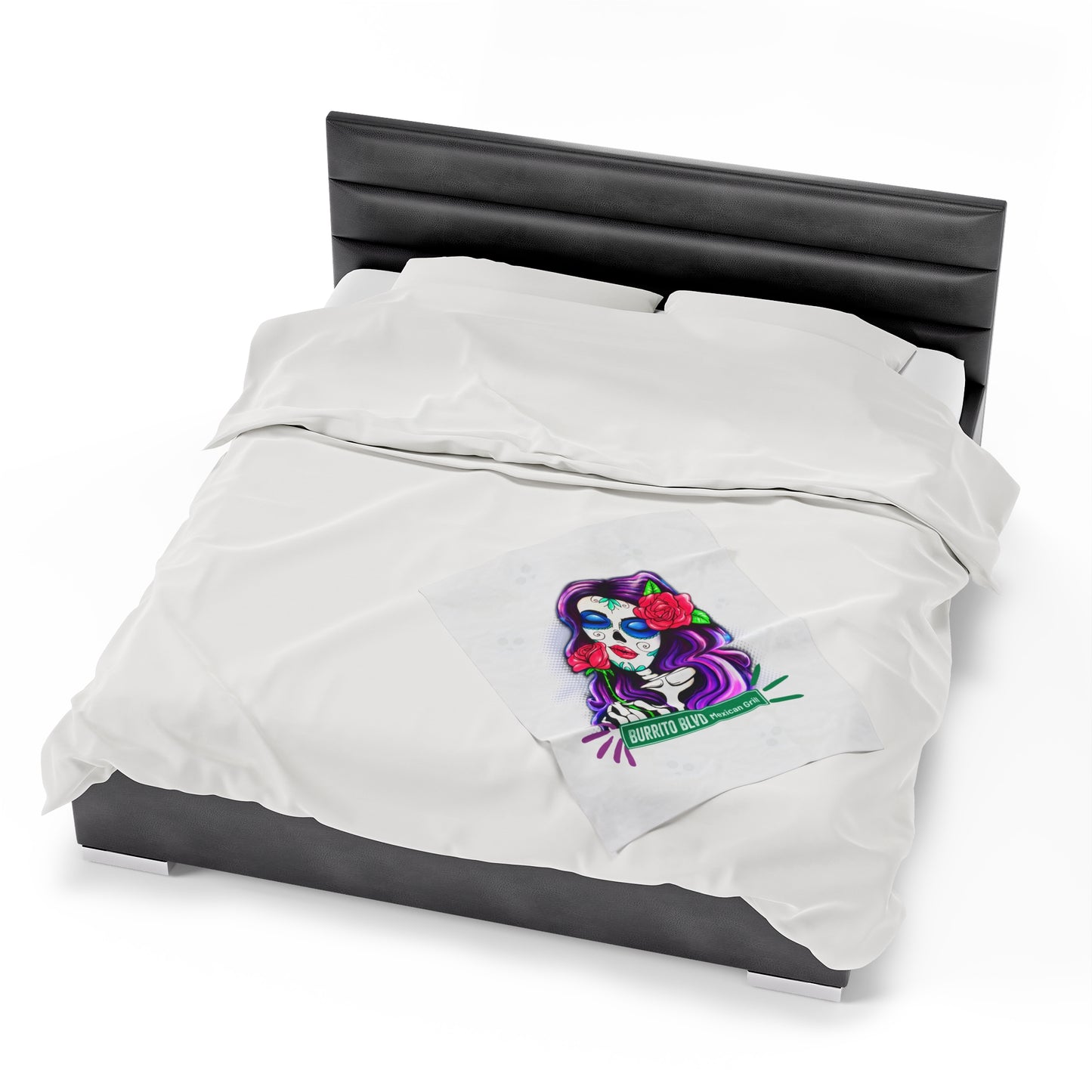 Burrito Blvd Rose Plush Blanket in White